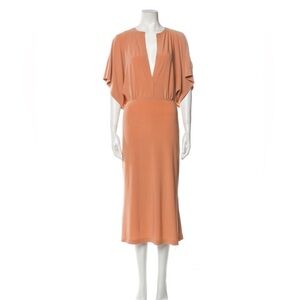 NWT Norma Kamali salmon v-neck dress, size xxs